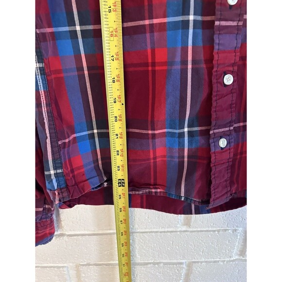 Hollister Button Down Shirt Long Sleeve Mens Medium Red Plaid Fast Ship - Picture 6 of 6